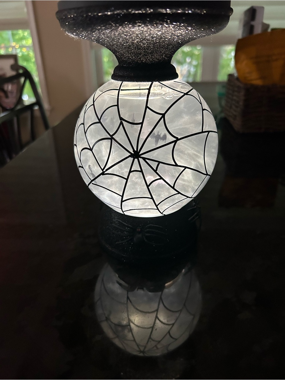 Bath & Body Works Spider Web Bats Globe Pedestal Candle Holder Halloween